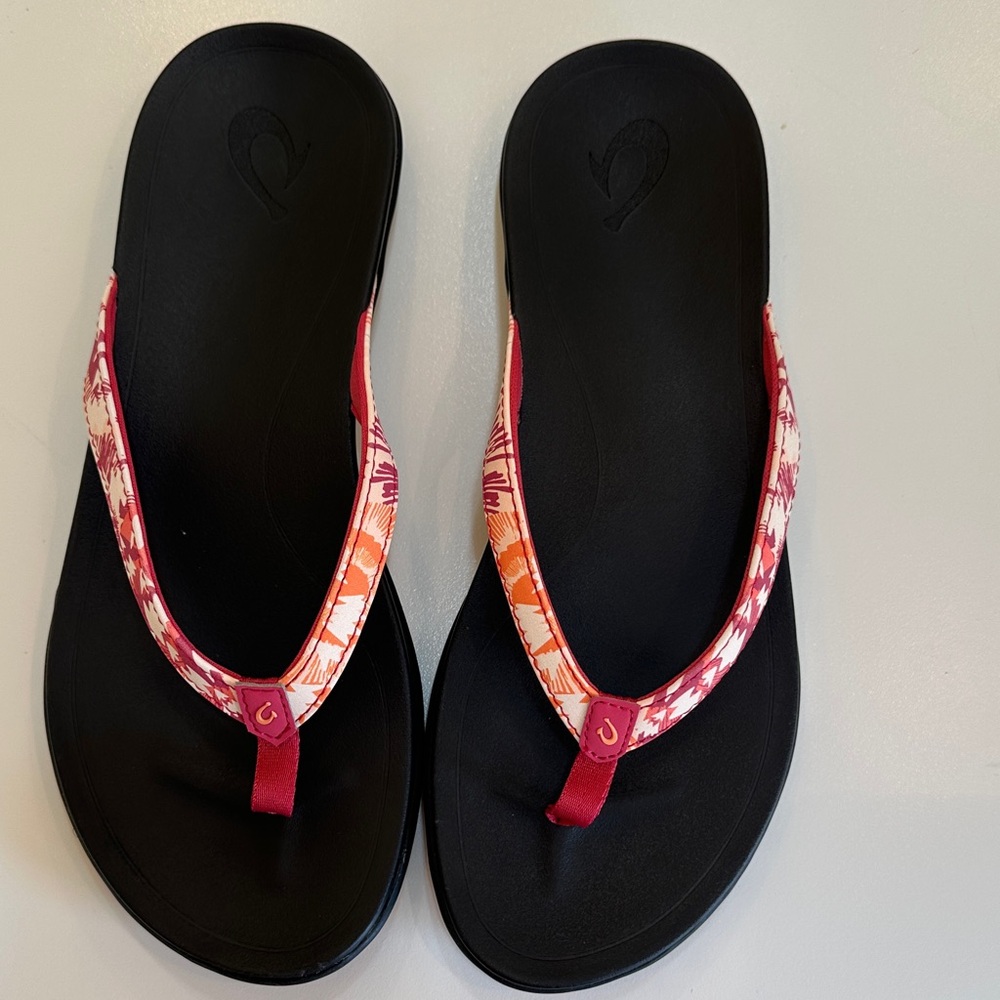 New Alukai Women’s Pink/Black Flip-Flops. Size8.